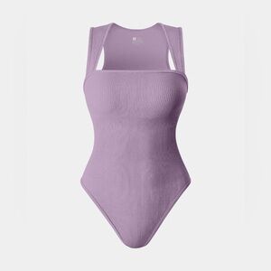 OQQ NWOT Strappy Square Neck Sleeveless Tummy Control Tank Tops Bodysuit Purple